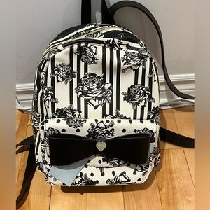 black, white and blue brand new betsey johnson backpack
